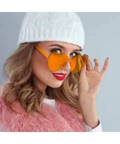 Heart Shaped Sunglasses Rimless Heart Transparent Colored Glasses - Yellow - C9196SZ8DTX $4.74 Rimless