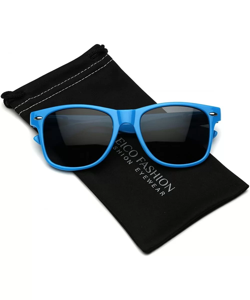 Iconic Horn Rimmed Classic Sunglasses - Bright Neon Colors - Blue - CY12NVHPZL1 $8.67 Round