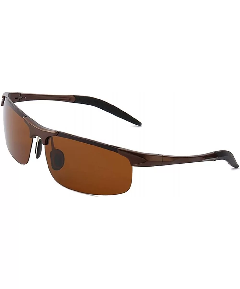 Mens Sports Polarized Sunglasses Ultra Light Al-Mg Frame Driving Sun Glasses UV Protection - C818TS3W5AE $7.81 Semi-rimless