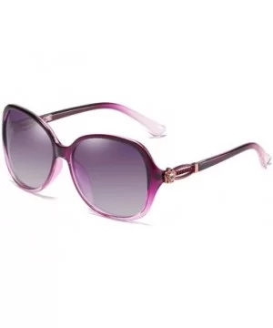 Polarized Sunglasses Classic Large Frame Driving with Drills for Women's Ultraviolet Protection - Gradual Purple - CR18QCHWTO...