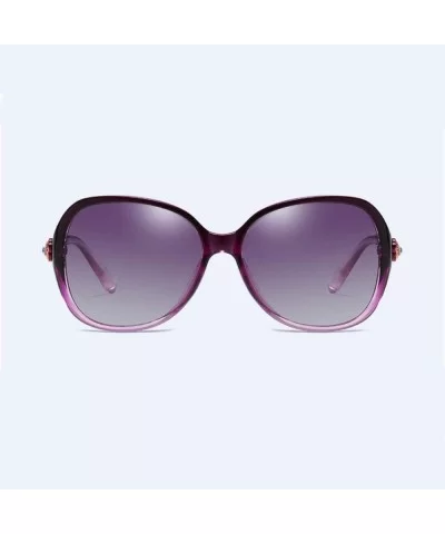 Polarized Sunglasses Classic Large Frame Driving with Drills for Women's Ultraviolet Protection - Gradual Purple - CR18QCHWTO...