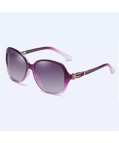 Polarized Sunglasses Classic Large Frame Driving with Drills for Women's Ultraviolet Protection - Gradual Purple - CR18QCHWTO...