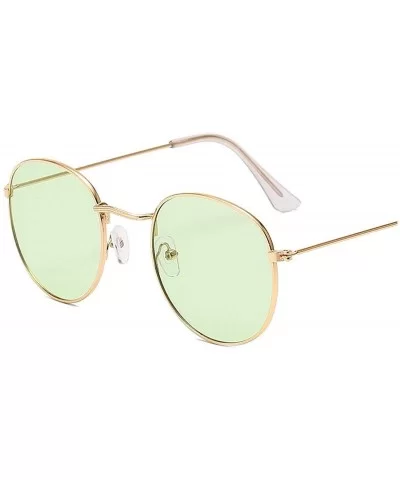 2019 Classic Small Frame Round Sunglasses Women/Men Er Alloy Mirror Sun Glasses Vintage Oculos - Gold Ocean Green - C9198AHNQ...