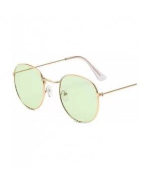 2019 Classic Small Frame Round Sunglasses Women/Men Er Alloy Mirror Sun Glasses Vintage Oculos - Gold Ocean Green - C9198AHNQ...