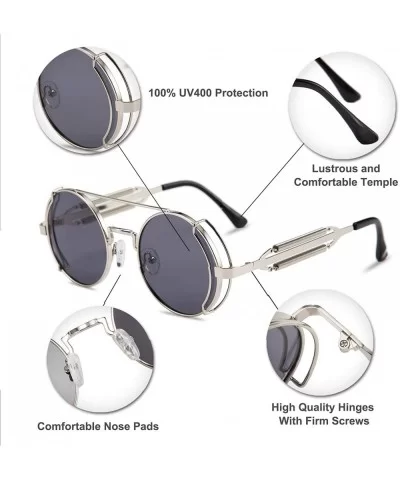 Retro Gothic Steampunk Sunglasses for Women Men Round Lens Metal Frame sunglasses John Lennon Round Sunglasses - C4190MR8QY9 ...