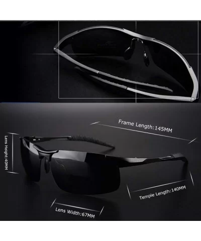 Mens Sports Polarized Sunglasses Ultra Light Al-Mg Frame Driving Sun Glasses UV Protection - C818TS3W5AE $7.81 Semi-rimless