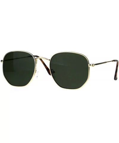 Classy Vintage Fashion Sunglasses Thin Metal Hexagon Shape Frame UV 400 - Gold (Green) - CI188MASK0H $5.83 Oversized