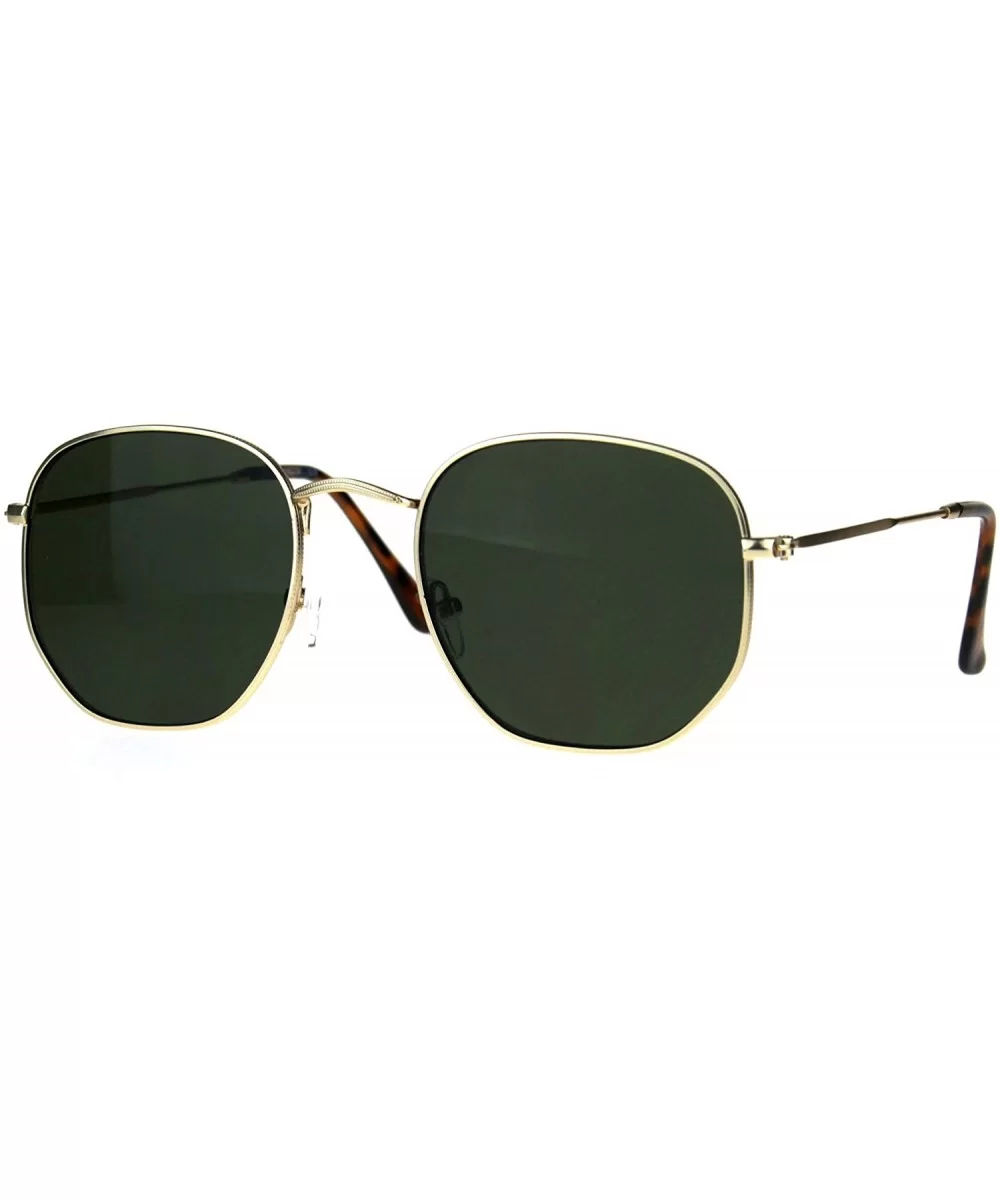 Classy Vintage Fashion Sunglasses Thin Metal Hexagon Shape Frame UV 400 - Gold (Green) - CI188MASK0H $5.83 Oversized