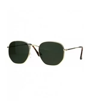 Classy Vintage Fashion Sunglasses Thin Metal Hexagon Shape Frame UV 400 - Gold (Green) - CI188MASK0H $5.83 Oversized