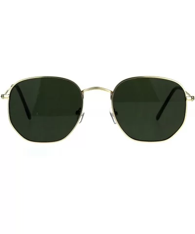 Classy Vintage Fashion Sunglasses Thin Metal Hexagon Shape Frame UV 400 - Gold (Green) - CI188MASK0H $5.83 Oversized