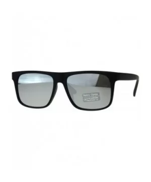 Retro Unisex Sunglasses Simple Matte Black Rectangular Frame Mirrored Lens - Matte Black - C218EWCEWIG $8.79 Rectangular