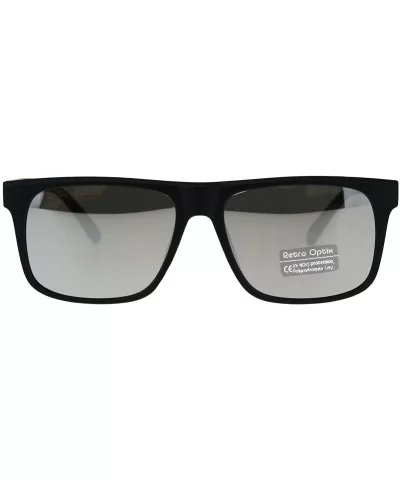 Retro Unisex Sunglasses Simple Matte Black Rectangular Frame Mirrored Lens - Matte Black - C218EWCEWIG $8.79 Rectangular