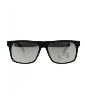 Retro Unisex Sunglasses Simple Matte Black Rectangular Frame Mirrored Lens - Matte Black - C218EWCEWIG $8.79 Rectangular