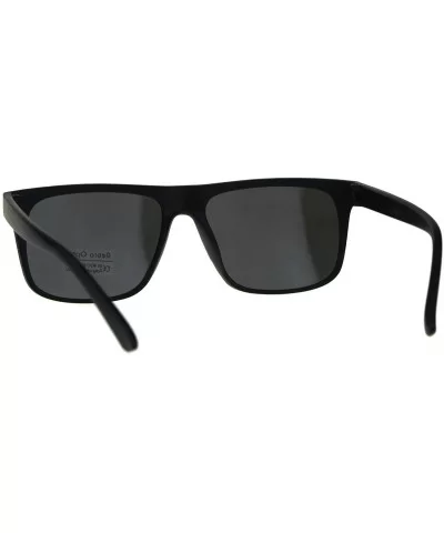 Retro Unisex Sunglasses Simple Matte Black Rectangular Frame Mirrored Lens - Matte Black - C218EWCEWIG $8.79 Rectangular