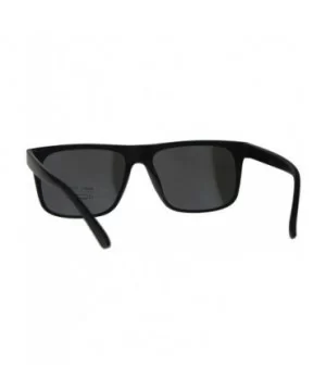 Retro Unisex Sunglasses Simple Matte Black Rectangular Frame Mirrored Lens - Matte Black - C218EWCEWIG $8.79 Rectangular