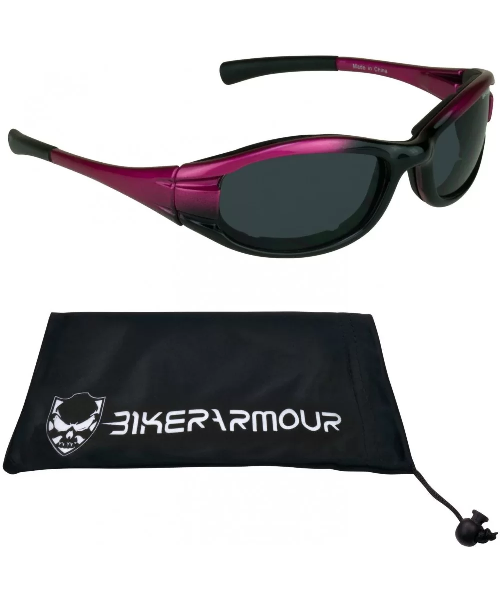 Pink Motorcycle Sunglasses Foam Padded for Women and Girls. Free Microfiber Cleaning Case - Pink - CP11JVWFQD1 $13.26 Wrap