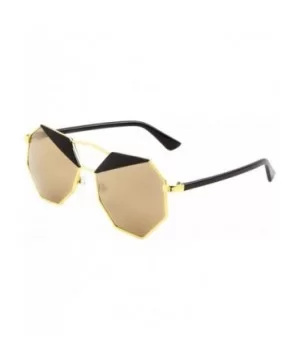 Color Mirror Geometric Polygon Inner Brow Triangle Color Sunglasses - Brown Black - C11903WA8ZQ $10.18 Butterfly