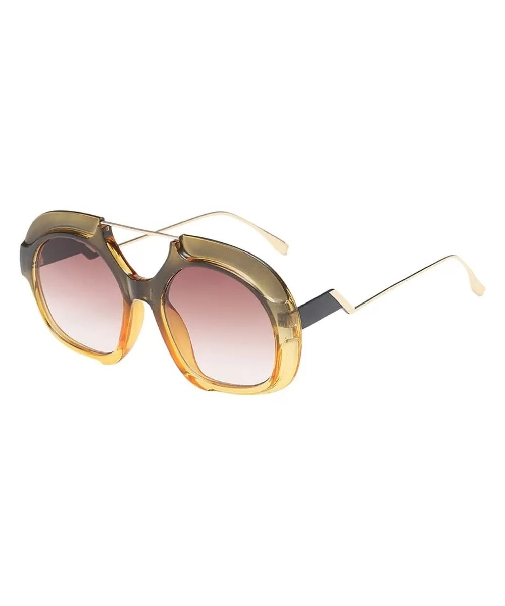 Fashion Sunglasses Irregular Round Frame Sunglasses Vintage Retro Eyewear Model Sunglasses (E) - E - CE18R3TTLEO $7.30 Round