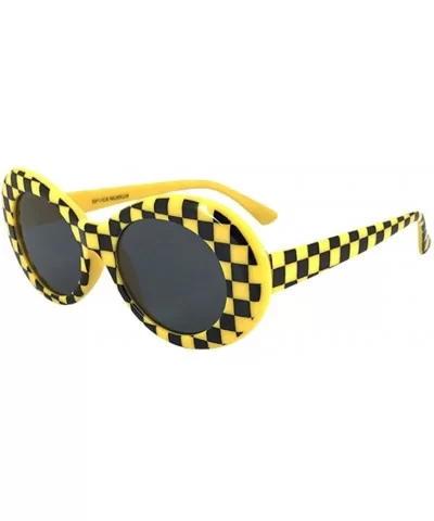 Clout Goggles Unisex Sunglasses Oval Plastic Frame Mirrored Lens - B - CN18DTXDMAQ $4.36 Square