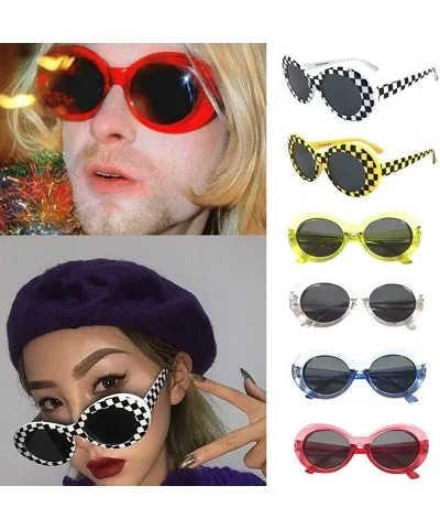 Clout Goggles Unisex Sunglasses Oval Plastic Frame Mirrored Lens - B - CN18DTXDMAQ $4.36 Square