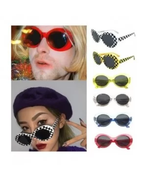 Clout Goggles Unisex Sunglasses Oval Plastic Frame Mirrored Lens - B - CN18DTXDMAQ $4.36 Square