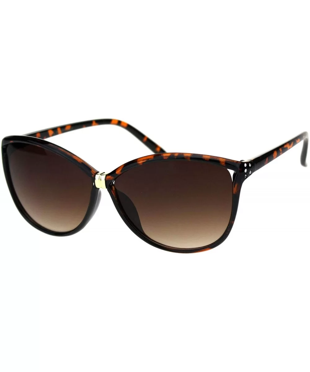 Womens Designer Style Sunglasses Bow Butterfly Shape Rhinestone Detail - Tortoise (Brown) - CJ18X5MXUC4 $8.42 Butterfly