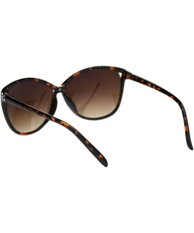 Womens Designer Style Sunglasses Bow Butterfly Shape Rhinestone Detail - Tortoise (Brown) - CJ18X5MXUC4 $8.42 Butterfly