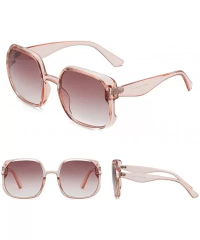 Retro Oversized Big Squared Shape Sunglasses Vintage Style Thick-Rimmed Glasses - A - CL196SGLWQT $4.43 Rimless