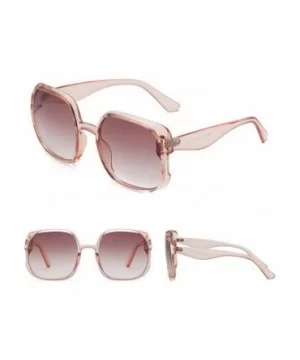 Retro Oversized Big Squared Shape Sunglasses Vintage Style Thick-Rimmed Glasses - A - CL196SGLWQT $4.43 Rimless