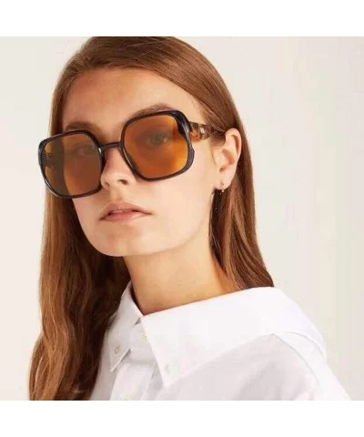 Retro Oversized Big Squared Shape Sunglasses Vintage Style Thick-Rimmed Glasses - A - CL196SGLWQT $4.43 Rimless