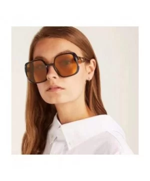 Retro Oversized Big Squared Shape Sunglasses Vintage Style Thick-Rimmed Glasses - A - CL196SGLWQT $4.43 Rimless