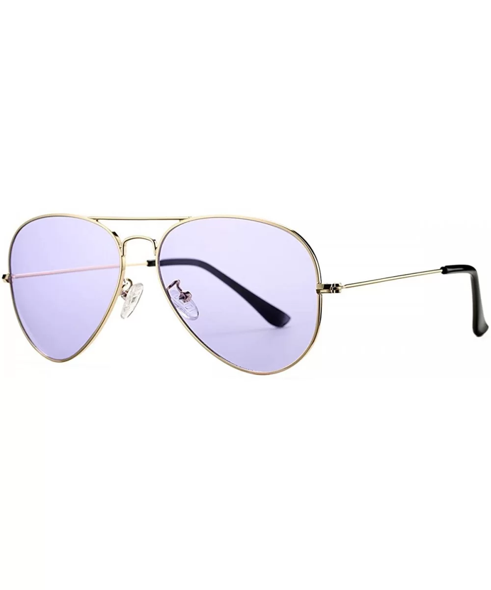 Aviator Sunglasses for Women Men Lightweight Metal Frame 100% UV Protection - Gold Frame / Purple Lens - C81900E0O0S $7.15 Av...