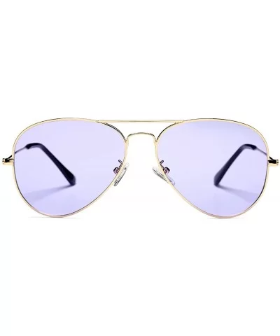 Aviator Sunglasses for Women Men Lightweight Metal Frame 100% UV Protection - Gold Frame / Purple Lens - C81900E0O0S $7.15 Av...