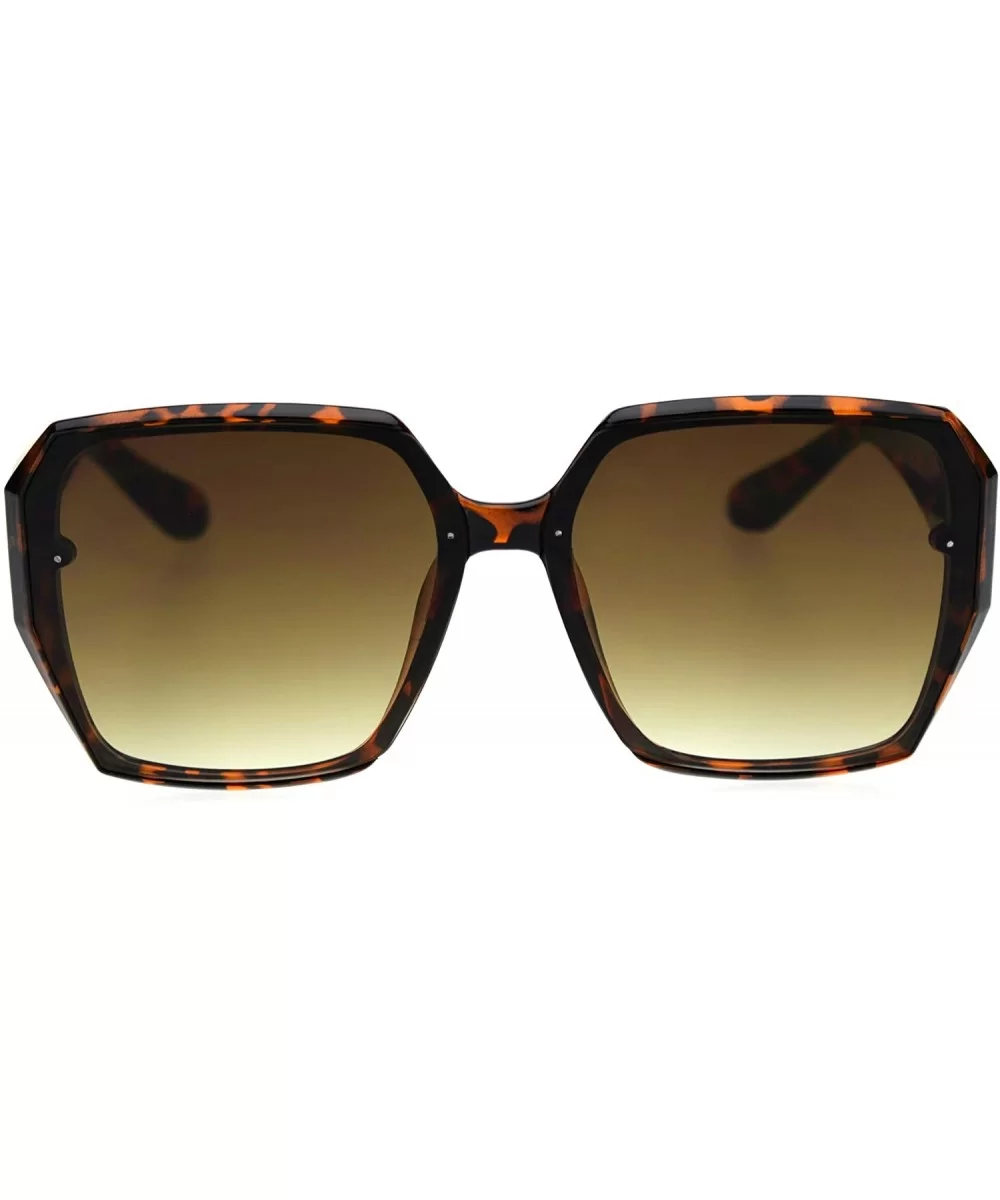 Womens Recess Panel Lens Octagonal Butterfly Plastic Fashion Sunglasses - Tortoise Brown - CC18TIYG6WT $11.43 Oversized