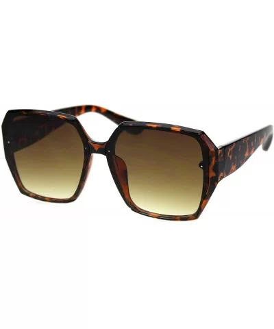 Womens Recess Panel Lens Octagonal Butterfly Plastic Fashion Sunglasses - Tortoise Brown - CC18TIYG6WT $11.43 Oversized