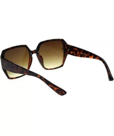 Womens Recess Panel Lens Octagonal Butterfly Plastic Fashion Sunglasses - Tortoise Brown - CC18TIYG6WT $11.43 Oversized