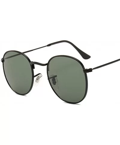 Glass Lens Retro Round Sunglasses Women Fashion Dark Green Sun Glasses 100% UV400 Polarized Lenses - Black Green - C018TUAAXA...