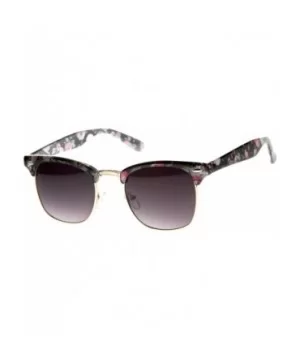 Women's Floral Printed Square Half Frame Horn Rimmed Sunglasses 50mm - Pink-gray / Lavender - CU12J18EYAT $8.60 Wayfarer