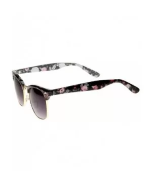 Women's Floral Printed Square Half Frame Horn Rimmed Sunglasses 50mm - Pink-gray / Lavender - CU12J18EYAT $8.60 Wayfarer