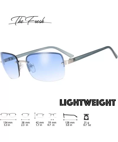 Minimalist Semi-rimless Rectangular Sunglasses for Men Women - Exquisite Packaging - C818Y8K8R4I $8.15 Rectangular