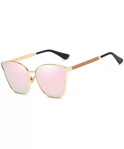 Lady cat eye fashion large frame glasses metal classic sunglasses UV400 - Gold-pink - CJ18XOGZZR4 $15.48 Cat Eye