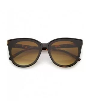 Oversize Neutral Color Flat Lens Cat Eye Sunglasses 60mm - Tortoise / Amber - CG188HE0HXI $8.49 Round