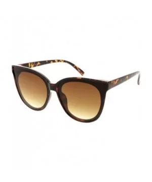 Oversize Neutral Color Flat Lens Cat Eye Sunglasses 60mm - Tortoise / Amber - CG188HE0HXI $8.49 Round