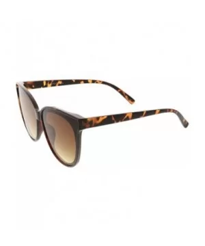 Oversize Neutral Color Flat Lens Cat Eye Sunglasses 60mm - Tortoise / Amber - CG188HE0HXI $8.49 Round