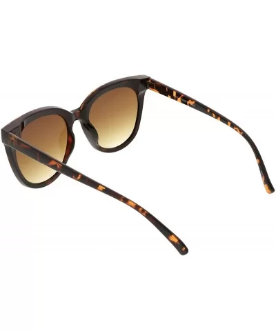 Oversize Neutral Color Flat Lens Cat Eye Sunglasses 60mm - Tortoise / Amber - CG188HE0HXI $8.49 Round