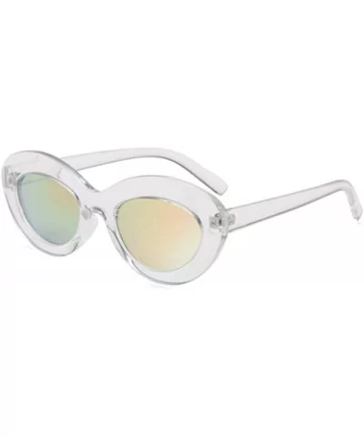 Sunglasses Oval Sunglasses Men and women Fashion Retro Sunglasses - Powder White - CU18LLC6SCT $4.66 Sport