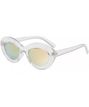 Sunglasses Oval Sunglasses Men and women Fashion Retro Sunglasses - Powder White - CU18LLC6SCT $4.66 Sport