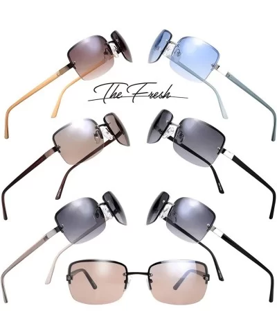 Minimalist Semi-rimless Rectangular Sunglasses for Men Women - Exquisite Packaging - C818Y8K8R4I $8.15 Rectangular