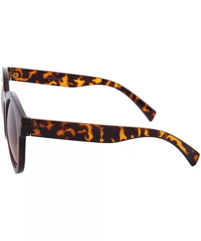 Sunglasses for Women Round Stylish Durable Trendy Flat Tinted Lens - Brown Print Frame/ Brown Lens - C118K2HMUNN $7.20 Oversized