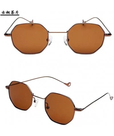 Retro Trend Octagonal Small Square Sunglasses Women'S Tide Metal Sunglasses - C418X6N8ECM $47.56 Rimless